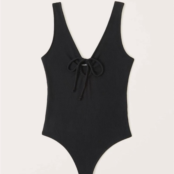 Abercrombie & Fitch | Ribbed Tie-Front Bodysuit | Size M - Picture 1 of 8